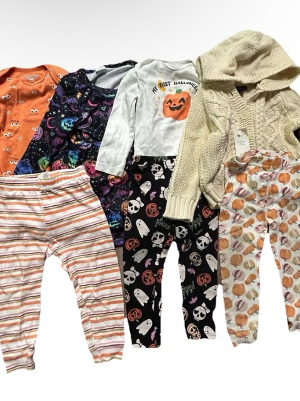 Toddler Girl Fall Clothing Halloween Pumpkins Ghost Cream Sweater Size 18 Months